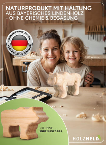 Schnitzwerkzeug und Schnitzrohling (17-teilig) mit Anleitung für 1 Schnitzprojekt & Holzrohling aus Lindenholz -12 hochwertige Schnitzmesser