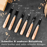6-teiliges Stechbeitel-Set bestehend aus Stechbeitel und Hohlbeitel zur Holzbearbeitung für Hobbyhandwerker. Hochwertiger japanischer Stahl zum Holzwerken.