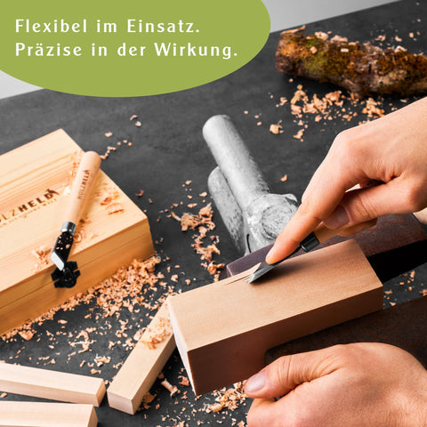 6-teiliges Stechbeitel-Set bestehend aus Stechbeitel und Hohlbeitel zur Holzbearbeitung für Hobbyhandwerker. Hochwertiger japanischer Stahl zum Holzwerken.