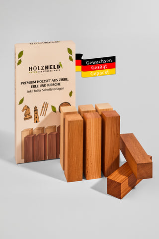 Schnitzholz Zirbe – 8-teiliges Set