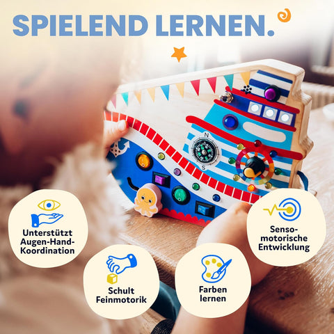 WuKi - Busy Board 2 Jahre- Montessori Busy Board Deutsch - Montessori-Activity Board